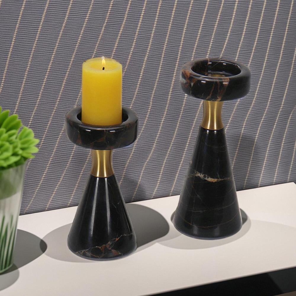 创意轻奢天然大理石烛台摆件样板间客厅餐桌烂漫装饰品书房艺术品