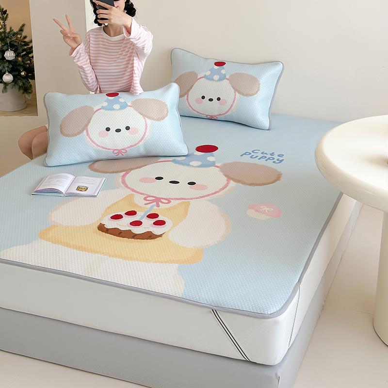 2025新款ins 卡通夏季冰豆豆儿童透气软凉席家用可机洗冰丝软席子