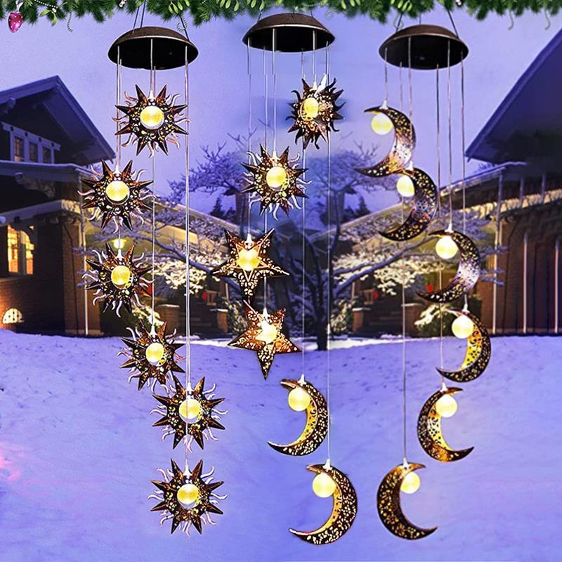 2025太阳能户外花园气氛灯新款欧式庭院装饰彩灯月亮防水阳台风铃
