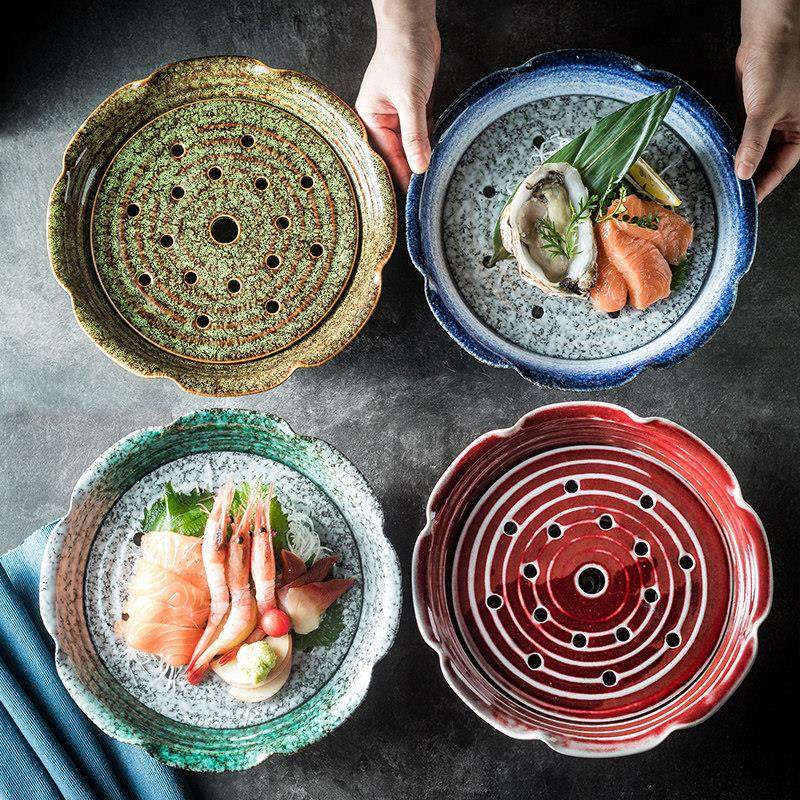 高颜值干冰刺身盘海鲜三文鱼盘子 日韩料理陶瓷餐盘商用特色菜盘,厨房/烹饪用具,配菜/备菜盘,淘宝优惠券,粉丝福利购,淘宝优惠卷