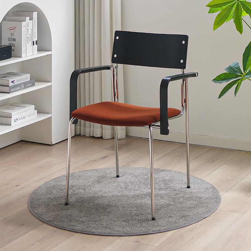 北欧实木靠背扶手餐椅化妆凳子覆古家用设计师书房办公休闲书桌椅