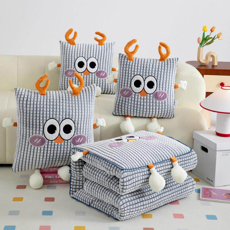 可爱卡通抱枕被子两用加厚车载靠垫枕头被办公室午睡空调被二合一