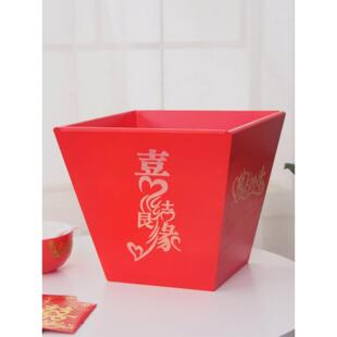 实木招财米斗结婚庆升子乔迁法会红色香炉四方老式抓周摆件中国风