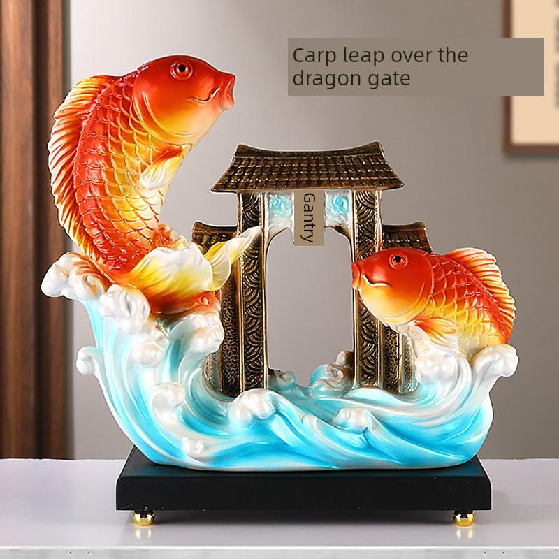 鲤鱼跳跃龙门装饰品锦鲤客厅酒柜电视柜办公室创意装饰2025无障碍