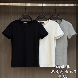 猫眼家-978798圆领短袖新款不变形蕾丝T
