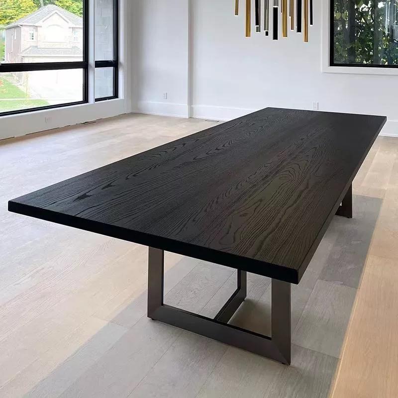 侘叙风实木办公桌复古会议桌简约电脑桌设计师长桌茶桌商务洽谈桌