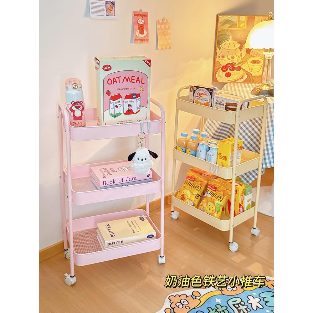 零食置物架大容量宿舍好物多层收纳架子家用落地可移动床头小推车
