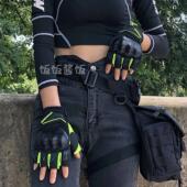机车夏季 备越野 半指手套骑士机车骑行防摔登山车男女透气短指装