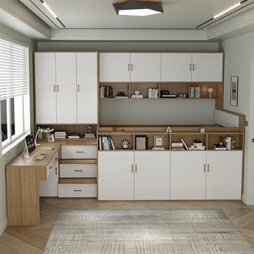 儿童房间小户型榻榻米床男女孩学习转角书桌衣柜床一体组合半高床