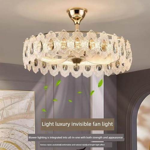 法式轻奢风扇灯2025新款客厅水晶吊灯现代卧室吸顶餐厅电风扇一体