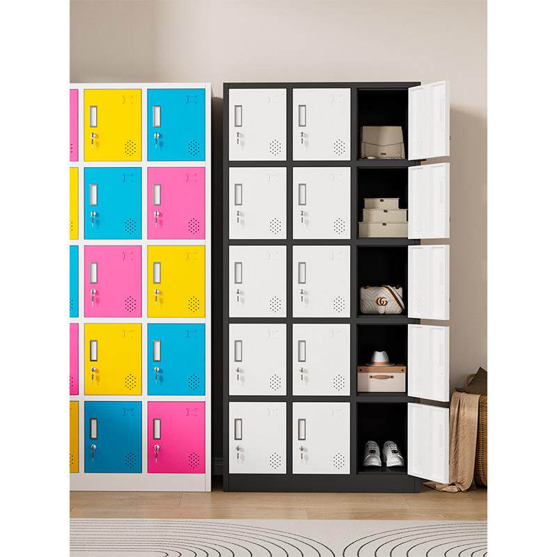 彩色更衣柜健身房游泳馆储物柜员工宿舍钢制衣柜电子感应锁储物柜
