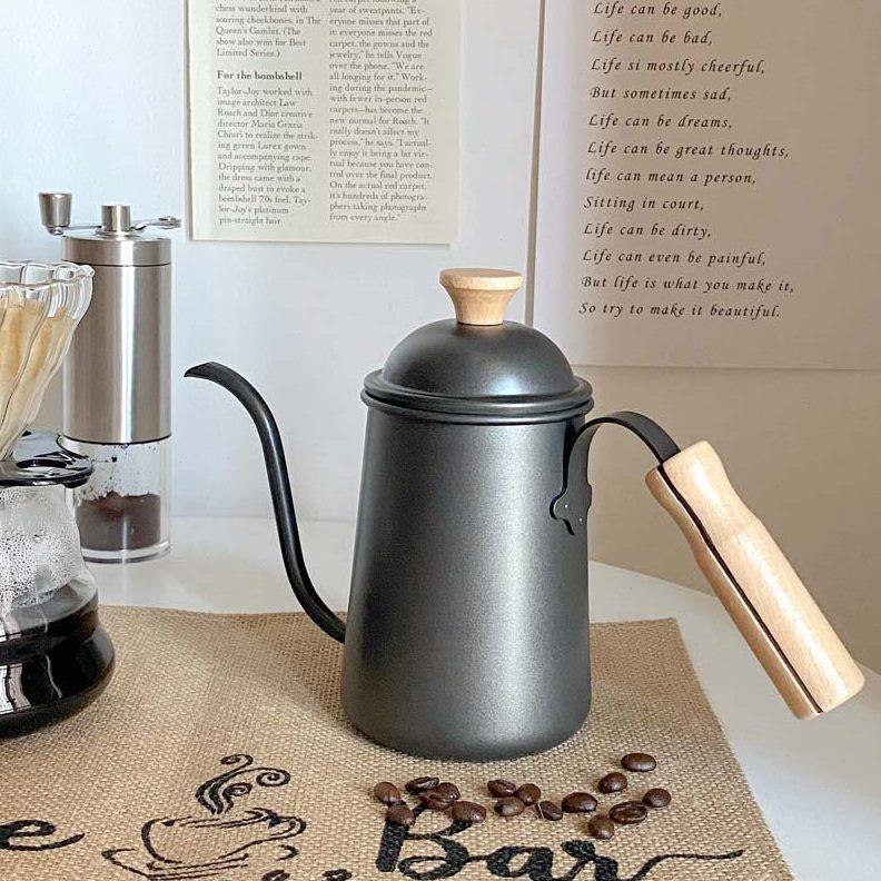 不锈钢长细口壶户外30壶防烫4热水壶嘴餐野手冲咖啡壶木把手