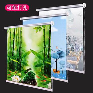 2024新款成品窗帘遮光拉卷帘卧室阳台客饭厅化妆室厨房免打孔风景