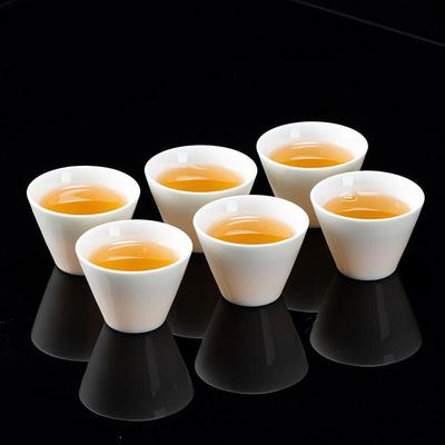斗笠杯羊脂玉瓷功夫茶杯套装白瓷品茗杯小号茶碗茶盏禅定杯六只装