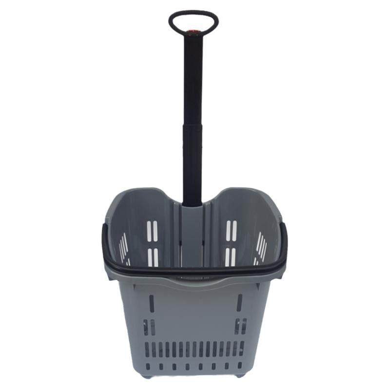 超市铝合金拉杆购物篮带轮手提篮拉杆式加厚大买 菜篮子塑料筐灰,商业/办公家具,购物篮,淘宝优惠券,粉丝福利购,淘宝优惠卷