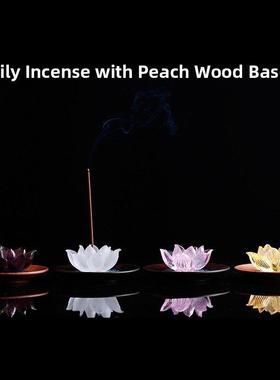 琉璃莲花香插香炉荷花线熏香座家白粉紫禅意空间茶室彷古桌面摆件