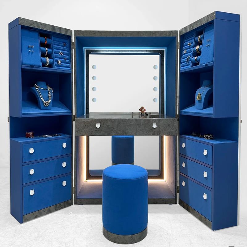 意式轻奢实木落地首饰柜别墅豪宅大平层设计师款高端珠宝柜收纳柜