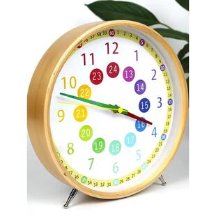 儿童钟表摆件学生认表卡通摆钟家用木框时钟卧室静音桌面