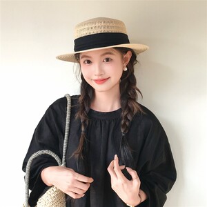 外贸定制款镂空平顶草帽子女款2026新款夏季防晒遮阳优雅礼帽