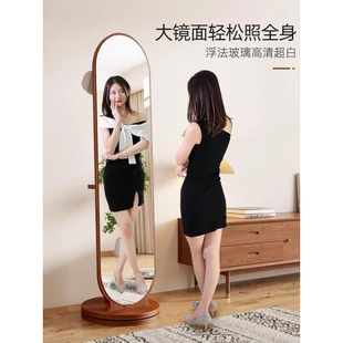 宫廷风家用全身镜落地镜卧室门后旋转穿衣镜挂衣架一体大试衣镜子