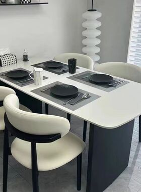 北欧极简依诺岩板餐桌椅简约现代纯白色首单立减新款简约桌椅组合