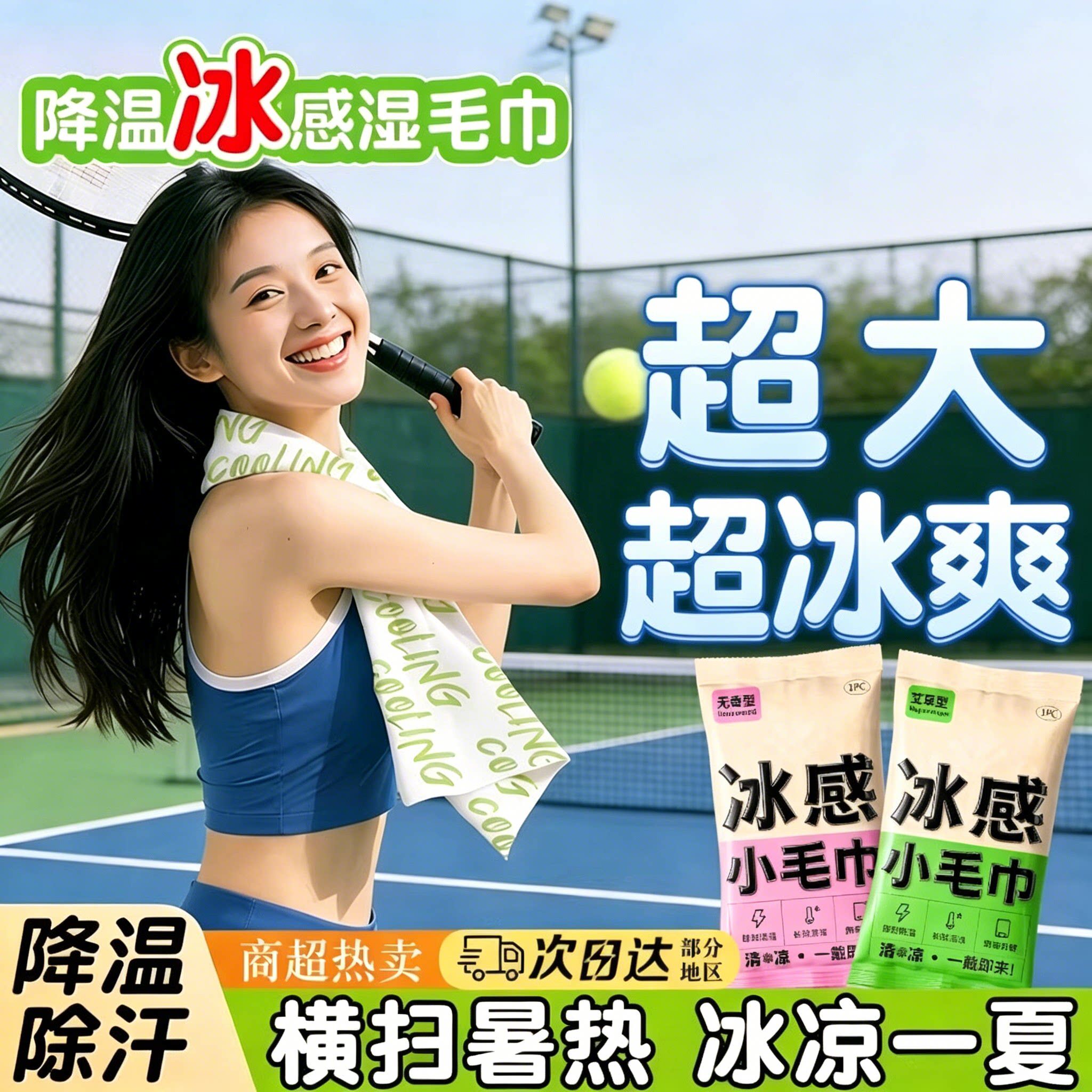 降温冰巾湿巾冰感去汗薄荷毛巾运动户外跑步学生防暑清凉神器防晒