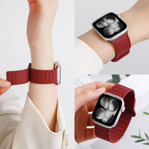 适用S11/10磁吸硅胶苹果手表表带