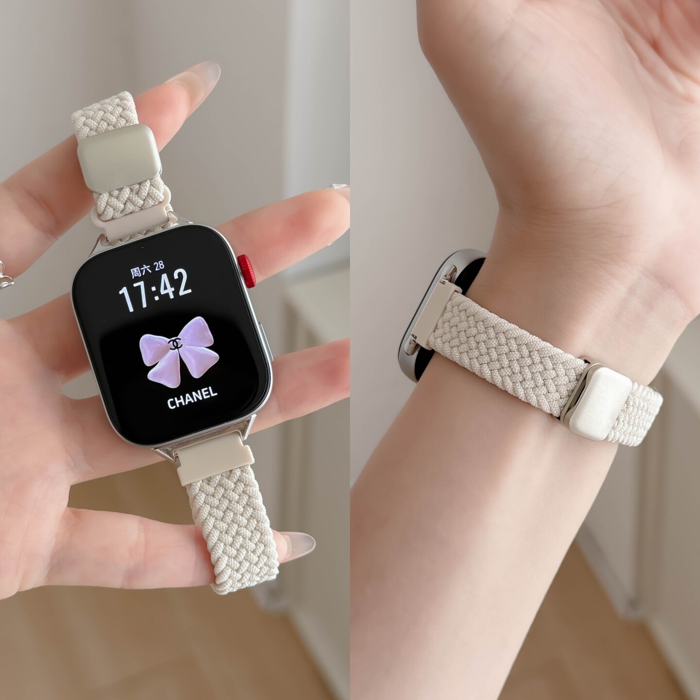 新款星光色适用华为FIT4表带FIT3手表watchfit4pro女细款尼龙编织fit3智能运动fit2夏天透气磁吸回环替换腕带