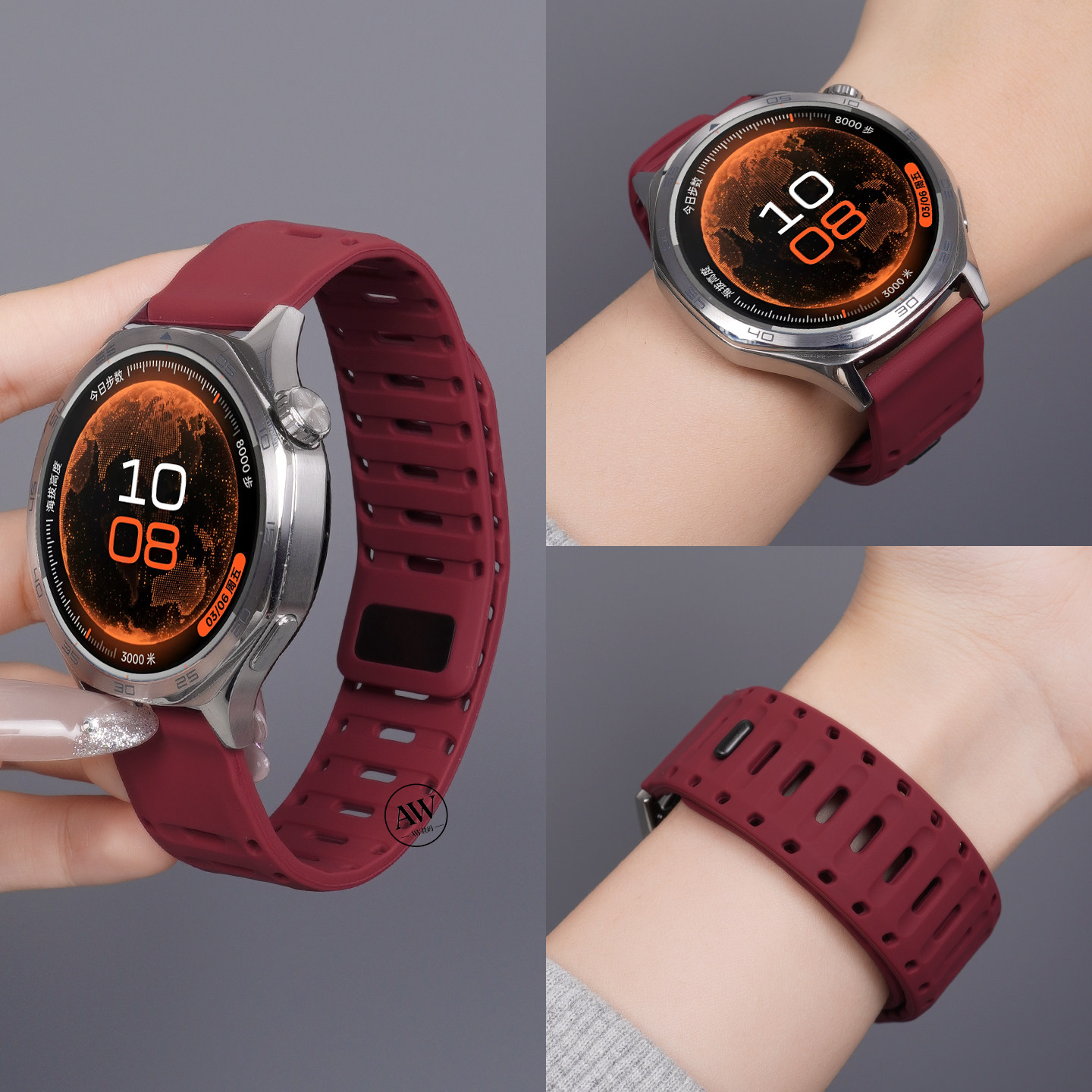 AW适用OPPOWatchX3表带X2手表watch4pro新款磁吸硅胶腕带一加手表3/2智能运动3pro夏天透气S/X男款专用替换带