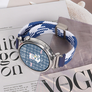 适用华为gt6表带watchgt5手表女款watch5蓝莓色细款尼龙编织gt4磁吸表带gt3pro智能gt6运动女士新款秋冬透气2