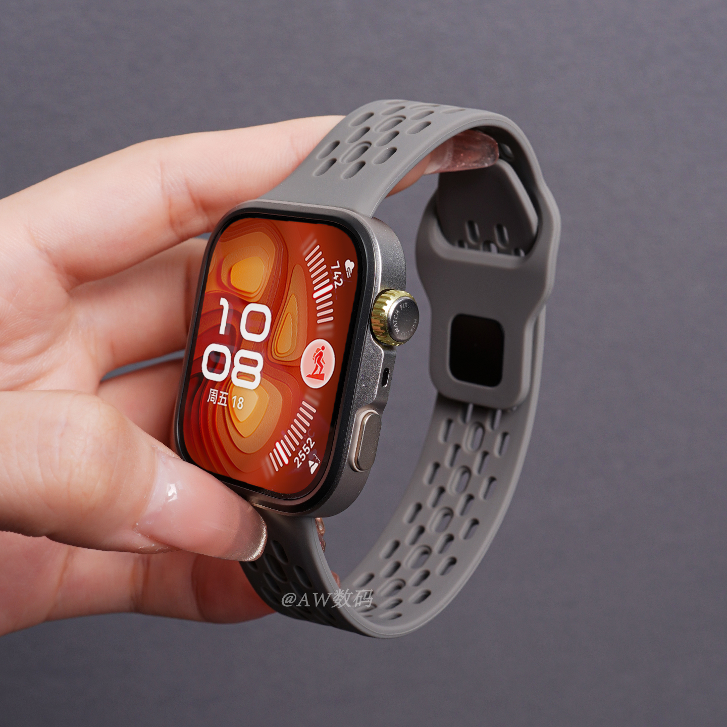 适用华为手表Watch FIT4pro表带Watchfit4星空灰fit4洞洞款硅胶一体式腕带fit3夏季运动男生替换配件休闲户外
