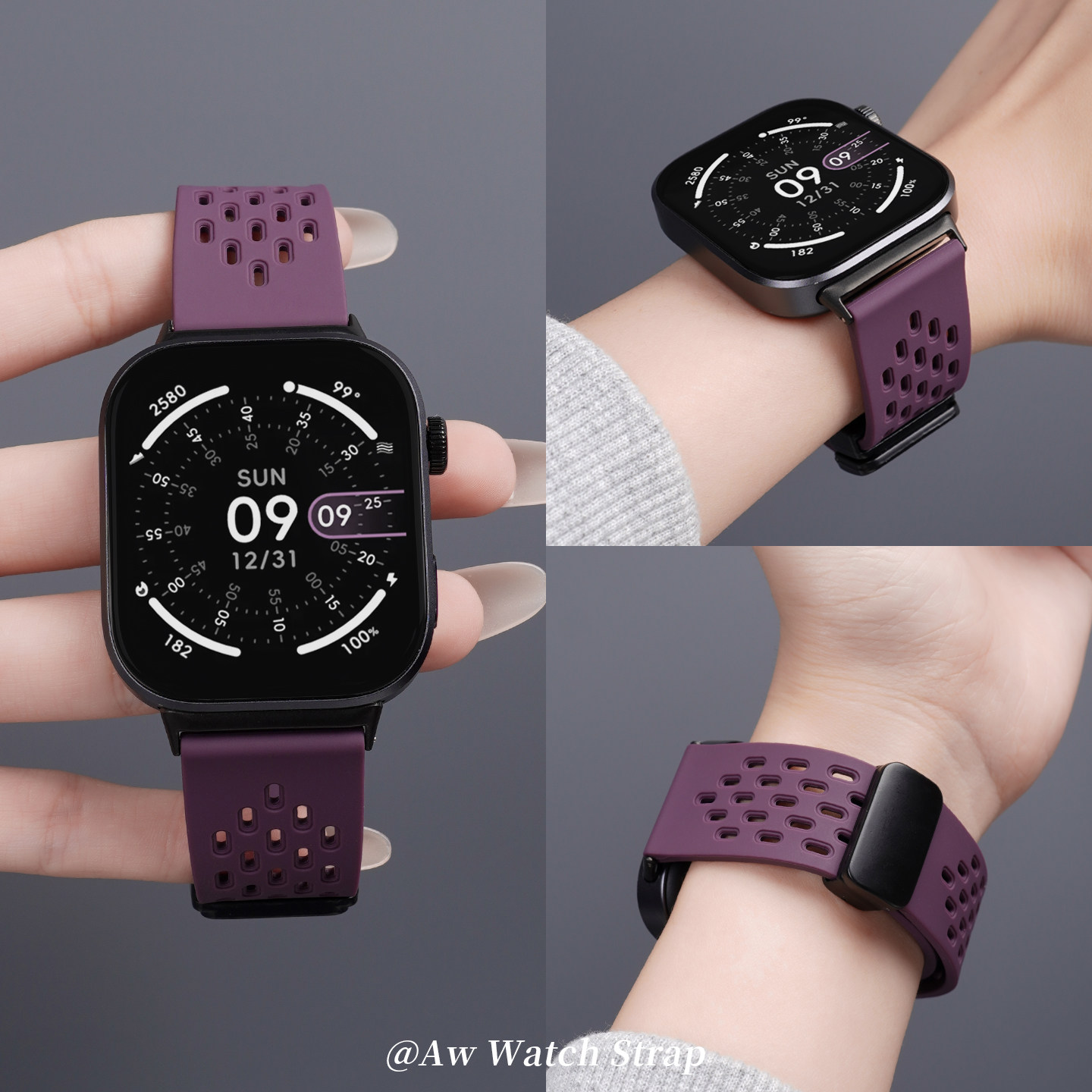 新款适用红米watch6表带redmiwatch54手表小米手环9pro替换腕带高级感烟紫色8Pro智能运动透气硅胶女生配件男