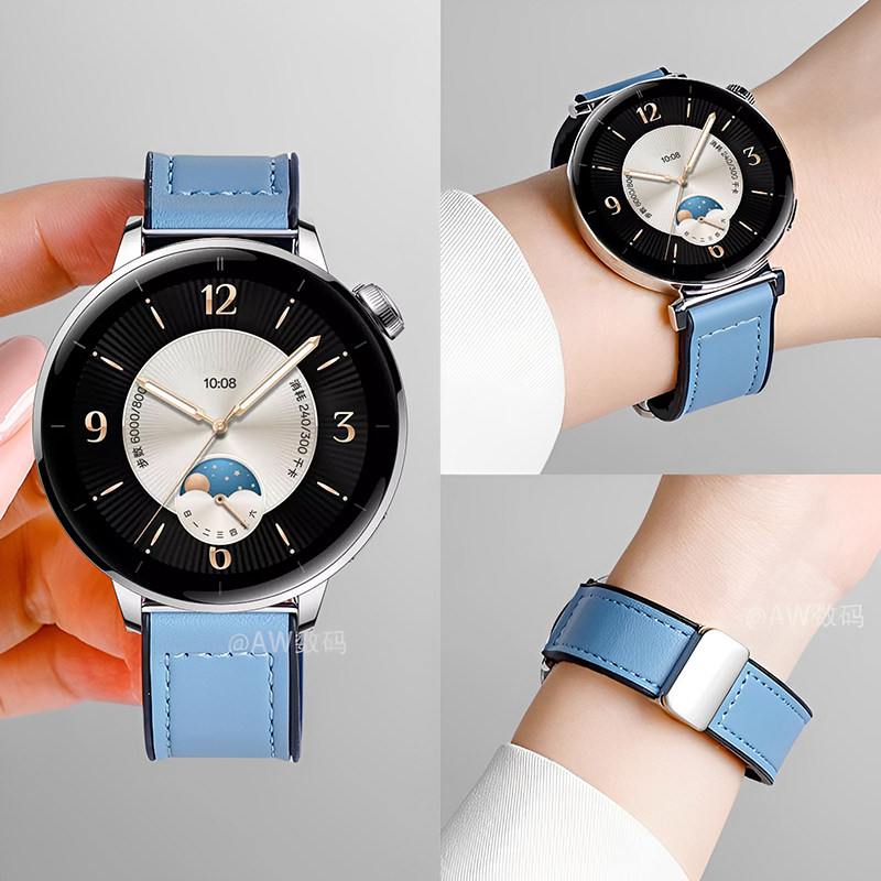 适用OPPO Watch X2 Mini表带真皮女款超美小金表皮质手表链OPPO WatchX2/4Pro运动Watch3Pro夏天透气硅胶表带