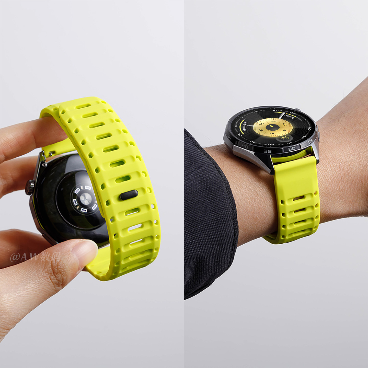 适用华为GT6表带GT5手表Watch5男士新款鲨鱼纹磁吸硅胶watchgt6pro智能腕表GT4/GT3夏天透气荣耀2E运动替换带