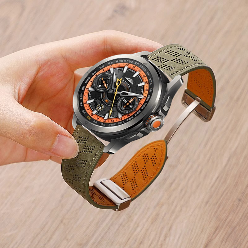 适用小米Watch S4 Sport表带真皮watch s3/s2/s1手表磁吸扣真皮表带男color2运动透气表带夏天智能手表链腕带
