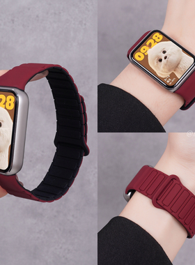 适用小米手环9pro表带8pro手表腕带张婧仪同款磁吸硅胶智能运动红米watch6/5/4新款专用一体男女生高级替换带