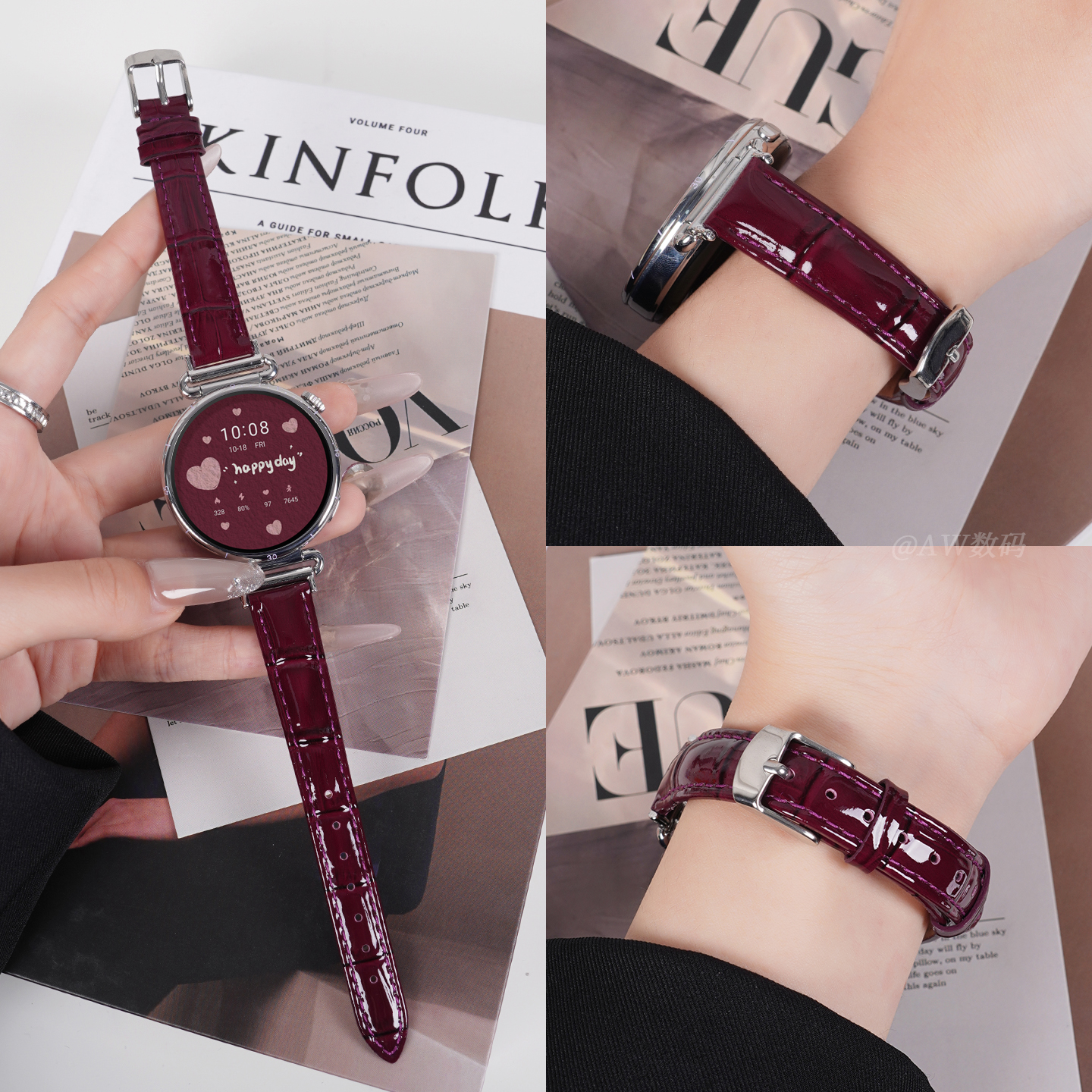 适用华为gt6表带gt5真皮高级感女