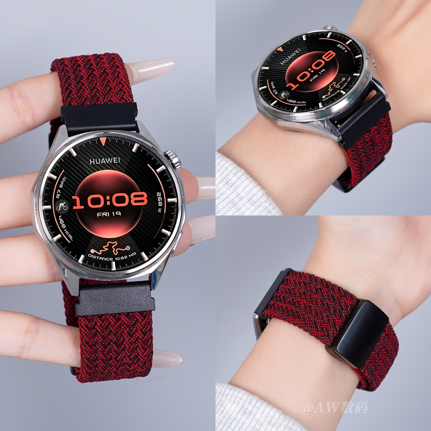 适用华为gt6编织透气表带gt5磁吸