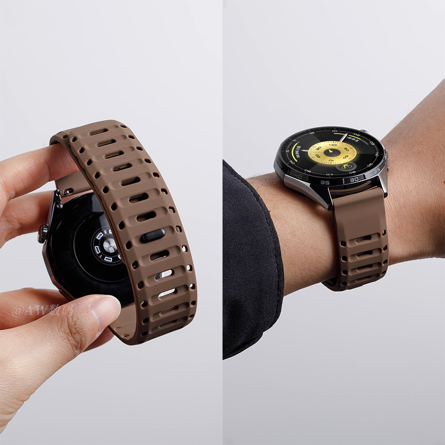 适用华为GT6表带watchgt5手表watch5男士新款鲨鱼纹磁吸硅胶6pro智能腕表带GT4/GT3夏天透气荣耀2E运动替换带