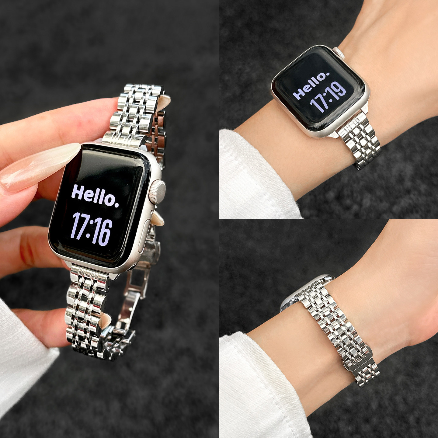 适用iwatch11高级感满天星钢链女