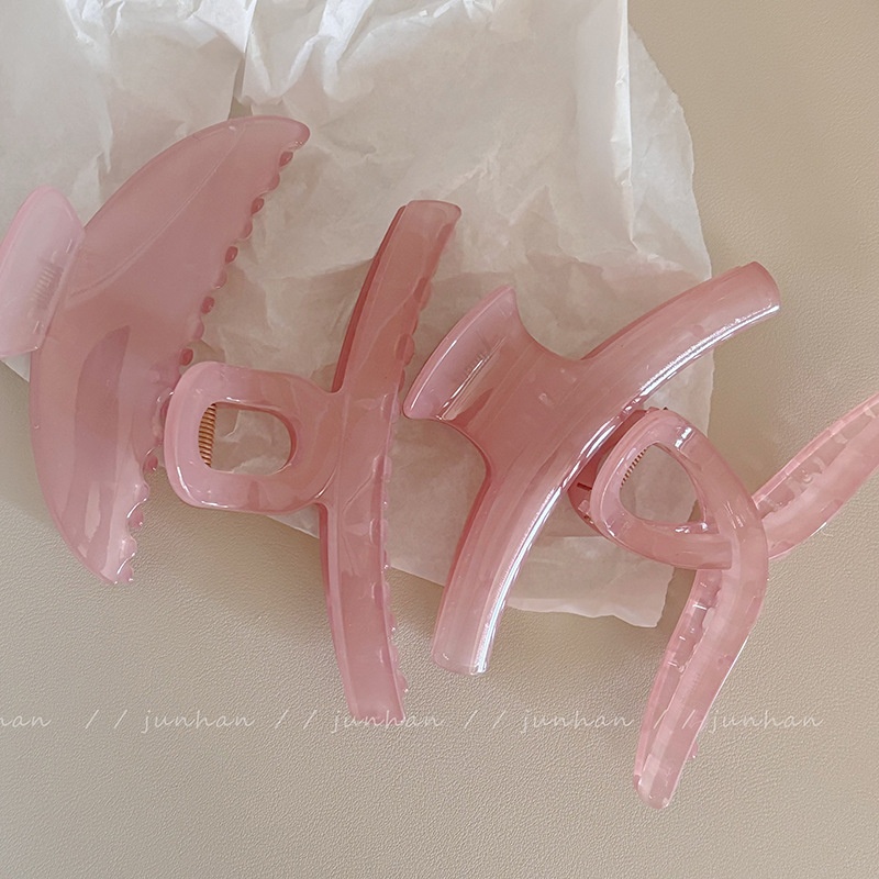 少女感果冻粉色发夹新款发抓鲨鱼夹大号抓夹女高级感盘发头饰