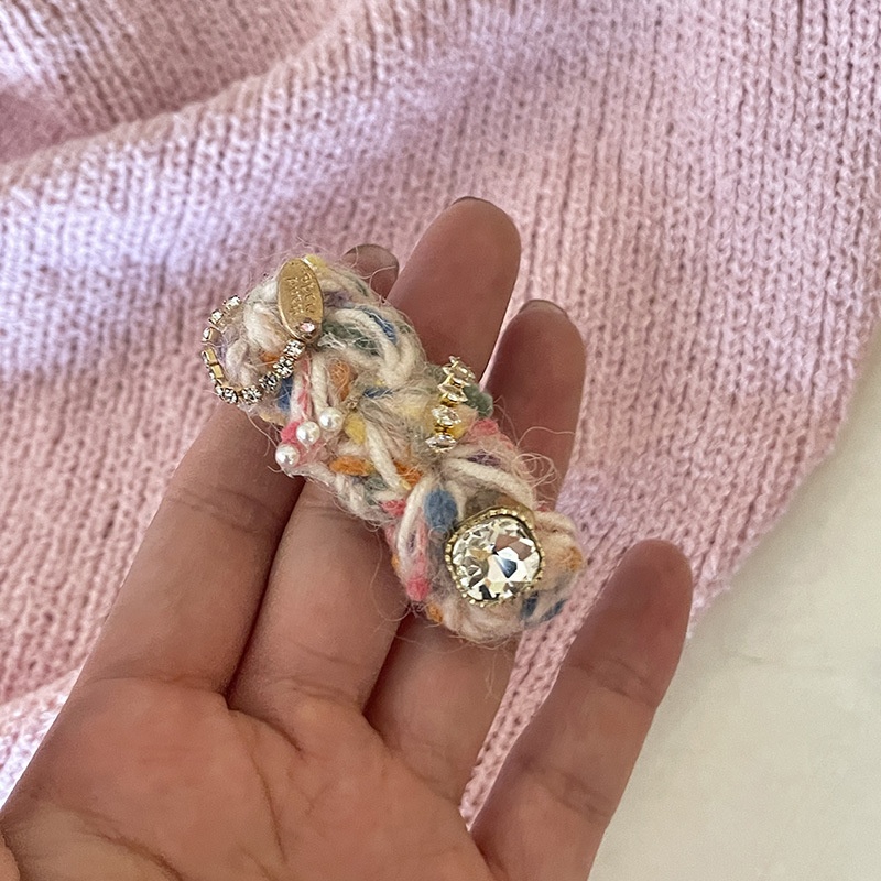 彩线复古水钻发夹链条抓夹毛线发夹掰掰夹鲨鱼夹网红刘海夹发卡