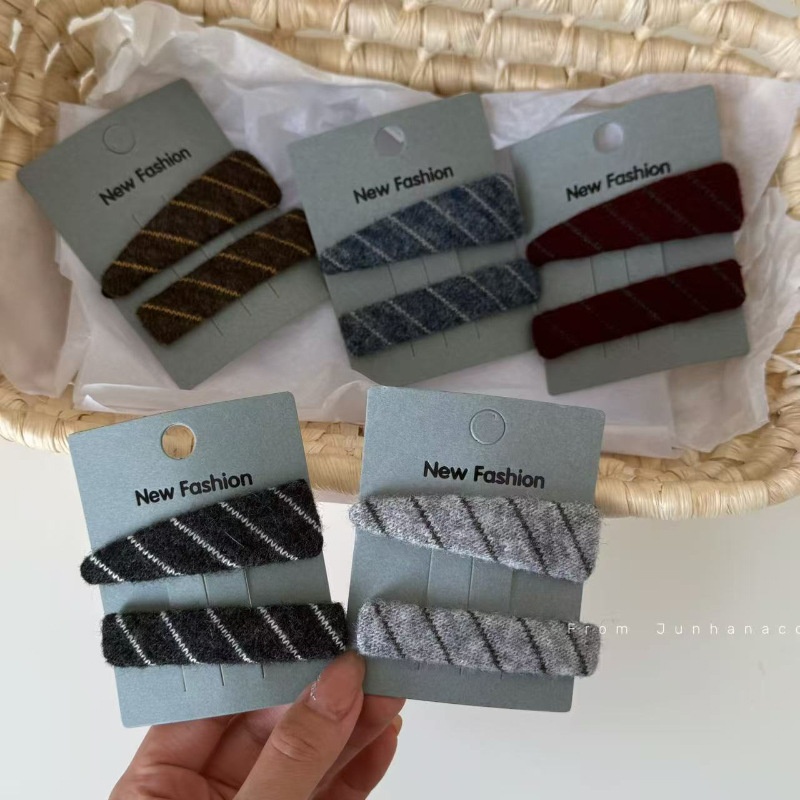 简约斜纹针织发夹套装复古气质百搭刘海bb夹对夹发卡