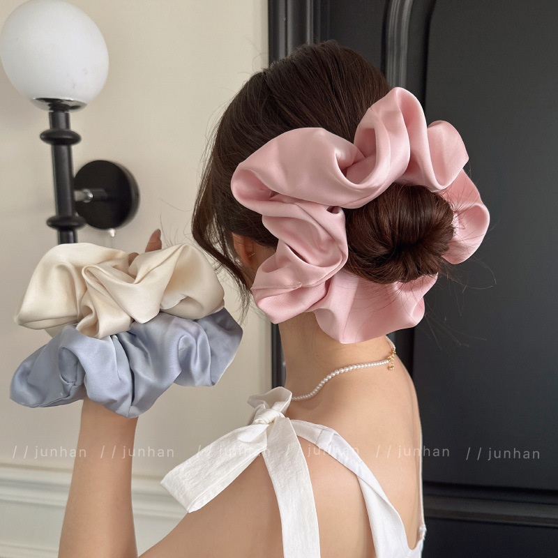 加大号缎面光泽感大肠发圈韩国博主同款发绳女低马尾皮筋法式简约