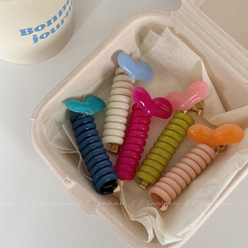 可爱少女爱心泡泡辫编发神器发夹高弹力耐用电话线发圈扎头发头绳