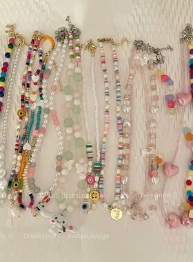 风甜酷巴洛克淡水项链锁骨爱心