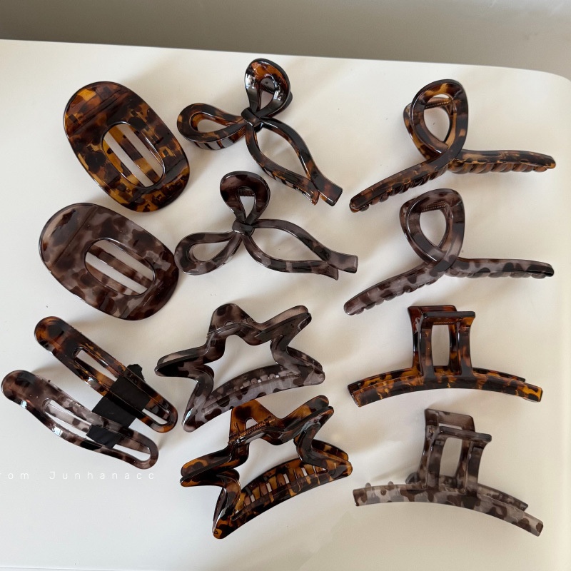 法式复古豹纹抓夹鲨鱼夹个性百搭网红后脑勺发抓夹新款头饰