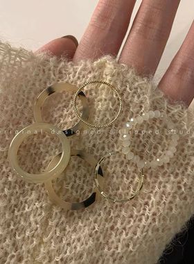 搭配叠豹纹指环外出韩国戒指简约