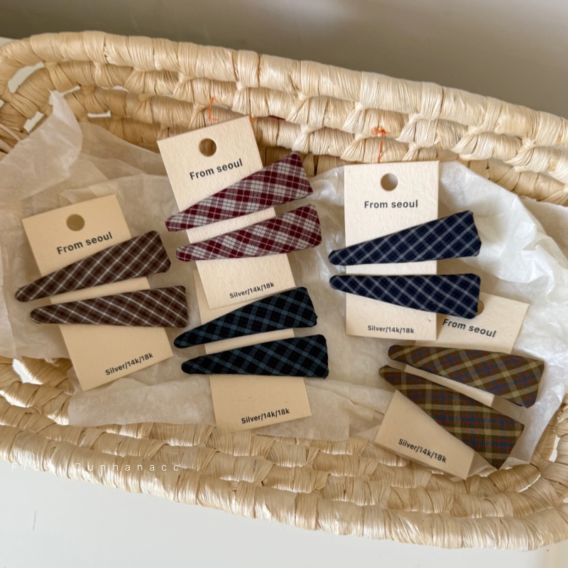 两个装早秋格纹发夹甜美简约刘海bb夹侧边夹子气质百搭碎发发卡