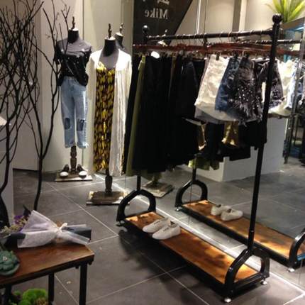 服装店衣架展示架双层服装架子婚纱架童女装店货架复古实木落地式